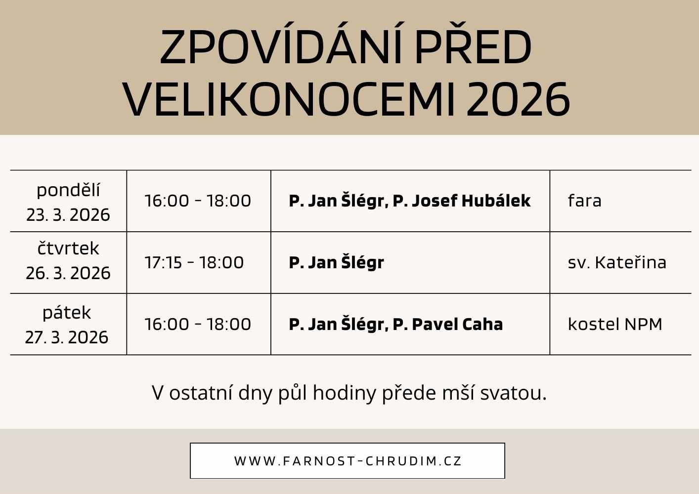 Zpovídání před Velikonocemi